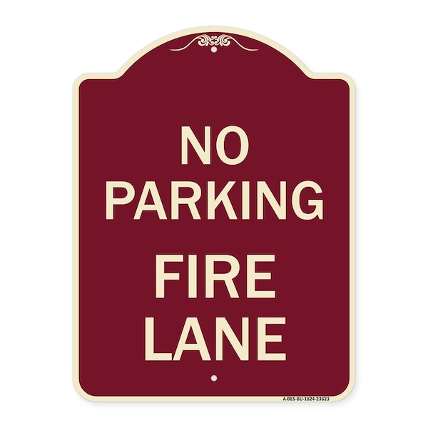 Signmission No Parking Fire Lane W/ Striped Border Heavy-Gauge Aluminum Sign, 24" x 18", BU-1824-23623 A-DES-BU-1824-23623 - main
